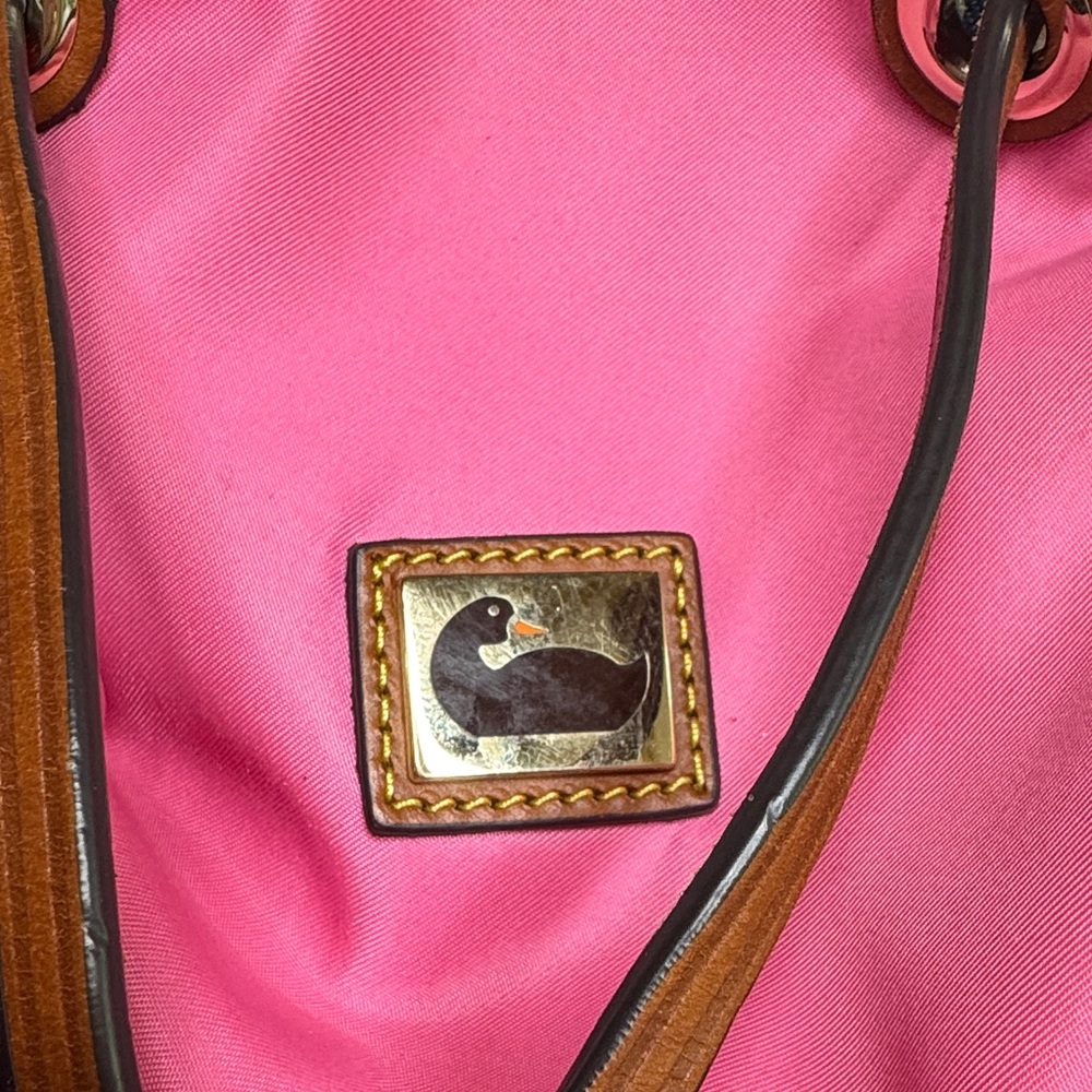 Dooney & Bourke Pink and Brown leather draw strap Shoulder Bag - Picture 3 of 16